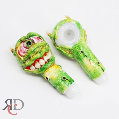 GLASS PIPE HAND PAINTED WITH EYE BAGS & SWOLLEN LIPS GP8520 1CT